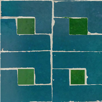 Mosaic House Moroccan tile Midi L LG 28-10 Green,   Teal, blue, green   solid cement, encaustic, field, pattern, star 